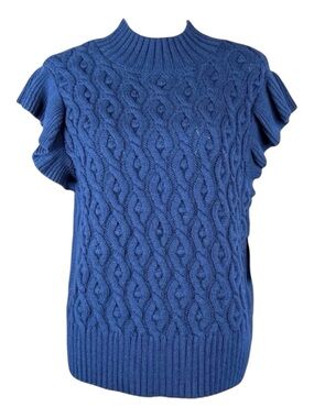 ON 34TH Mock Neck Cable Knit Sweater in Color Entrepid Blue (Navy), Size XXL.